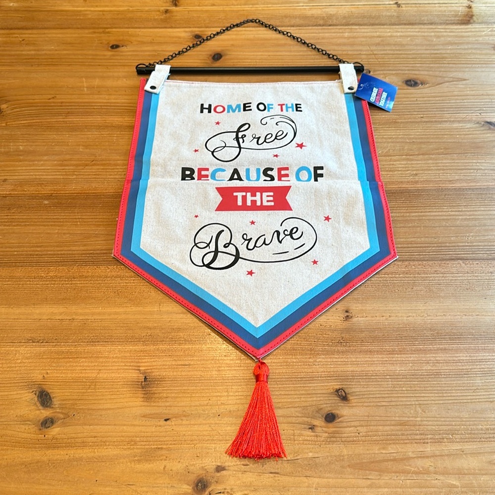 4th of July Patriotic Linen Banner NWT